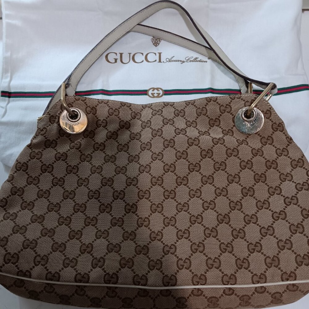 Authentic Gucci Eclipse Canvas Leather Trim Tote … - image 3